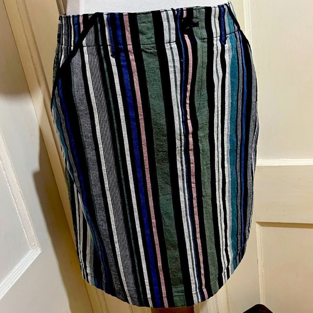 Christopher & Banks Vintage Stripe 100% Cotton Skirt Skort Womens 6p Petite